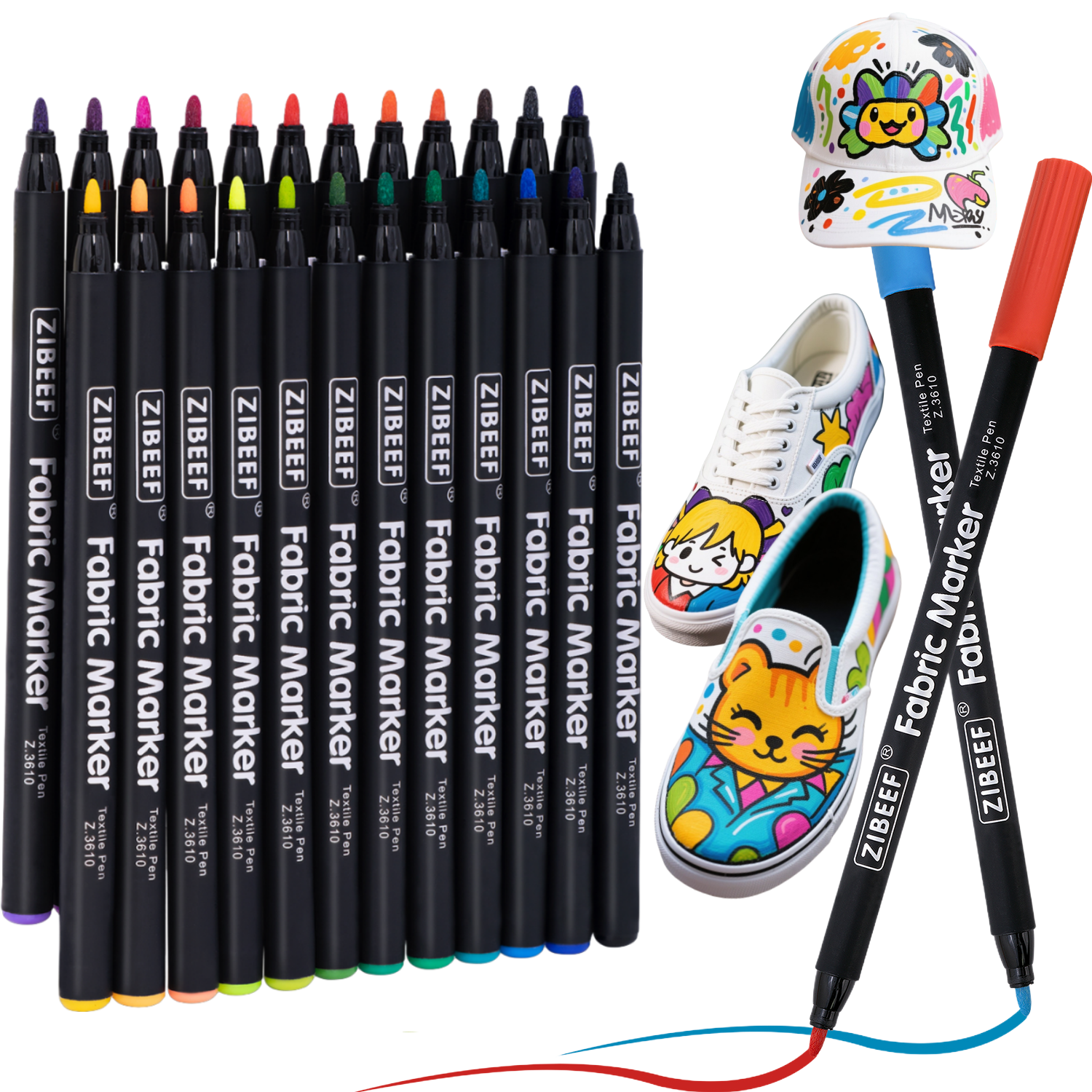 Correction Pen Fine - 12/24색 패브릭 마커-옷감용 세밀한 팁 패브릭