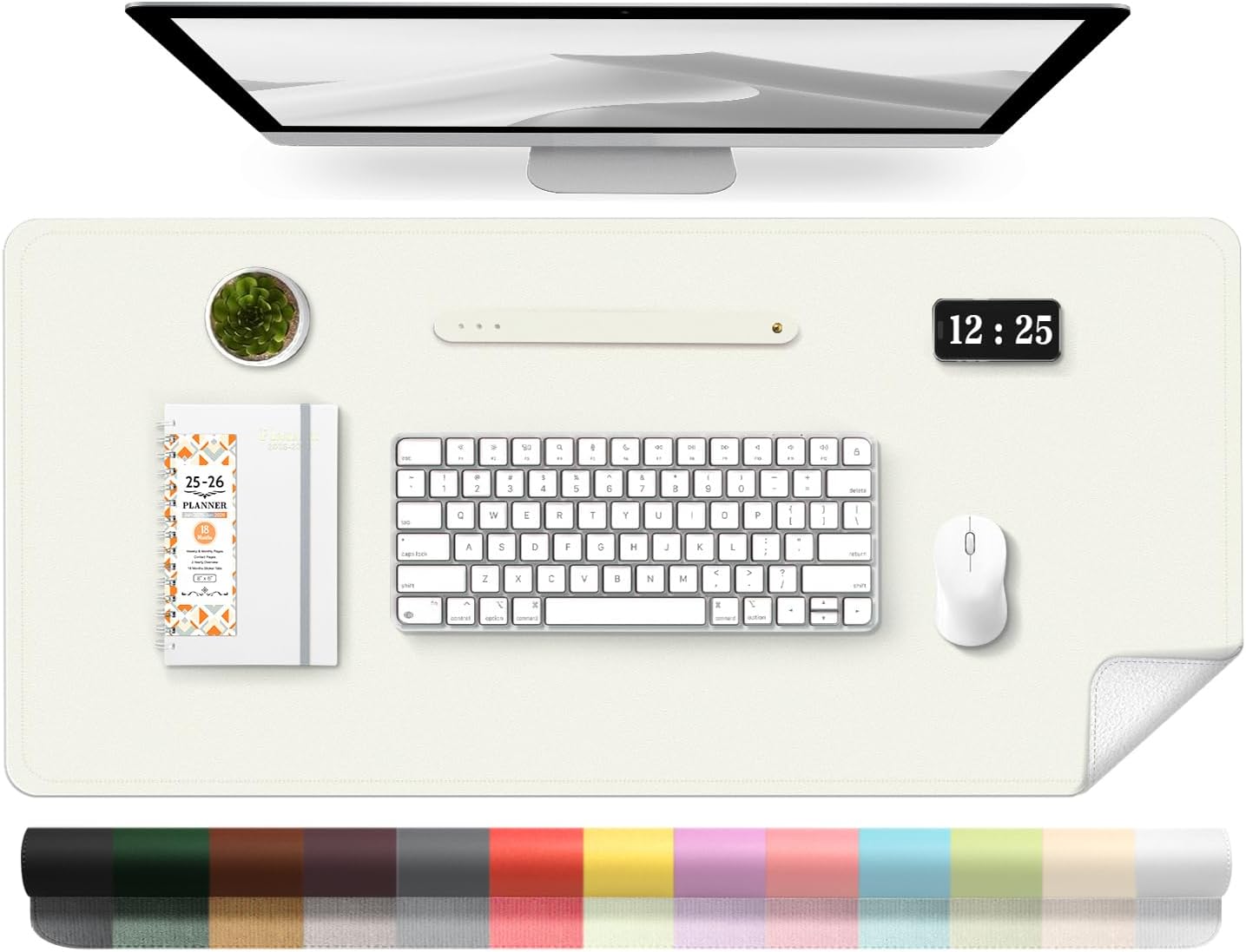 Leather Desk Pad - 39.4x17인치 가죽 데스크 패드 보호대, 미끄럼