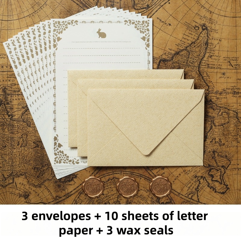 Wax Seal Stamp Set - 16PCS 빈티지 리넨 봉투 고급 웨딩