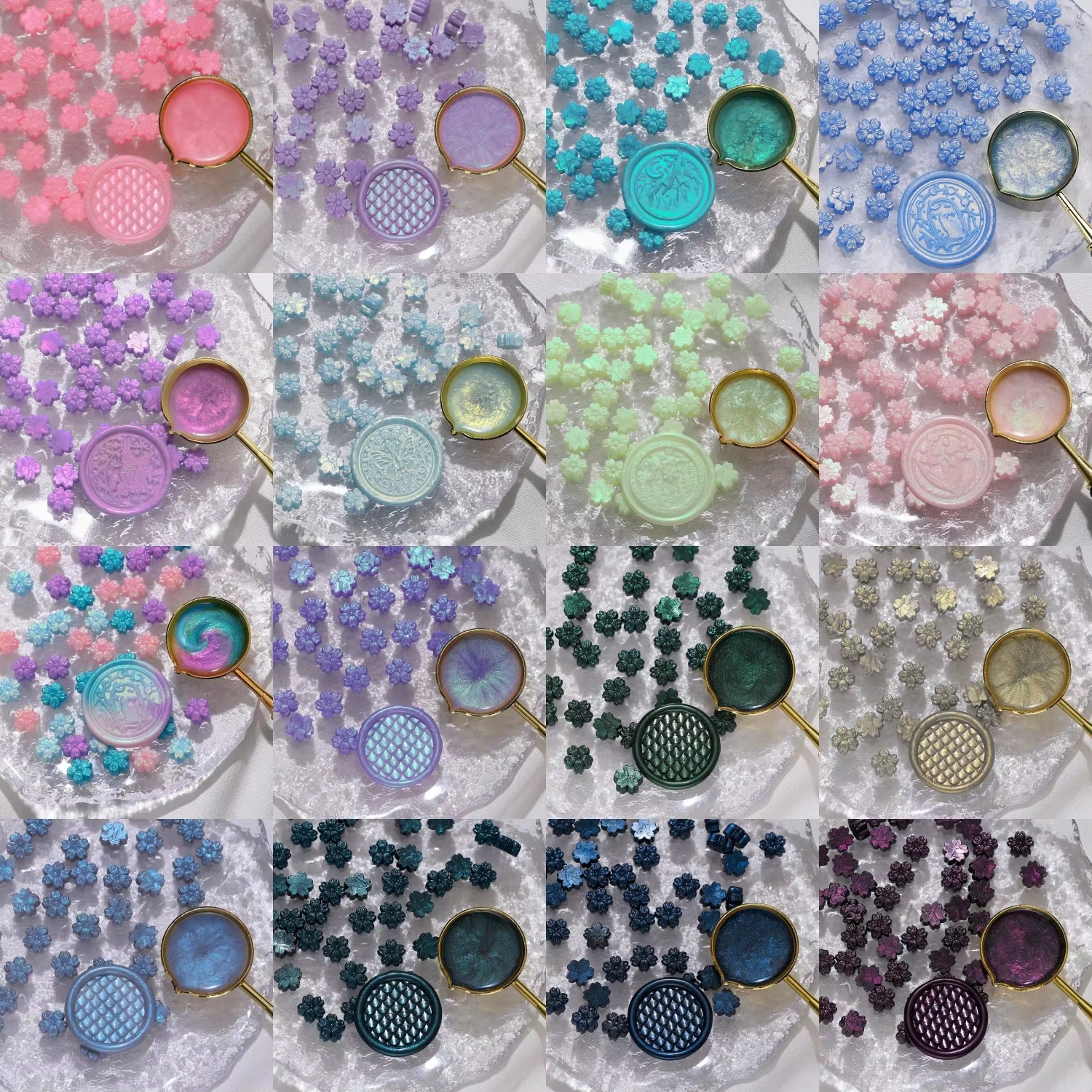 Wax Seal Stamp Set - 100pcs 오로라 벚꽃 불 같은 래커