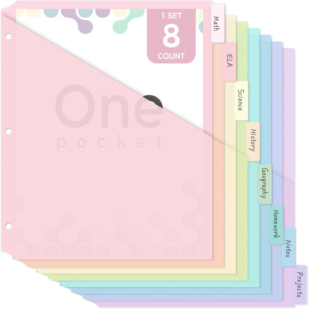 Tab Divider A4 - 8개입 A4 파스텔 바인더 디바이더 8탭