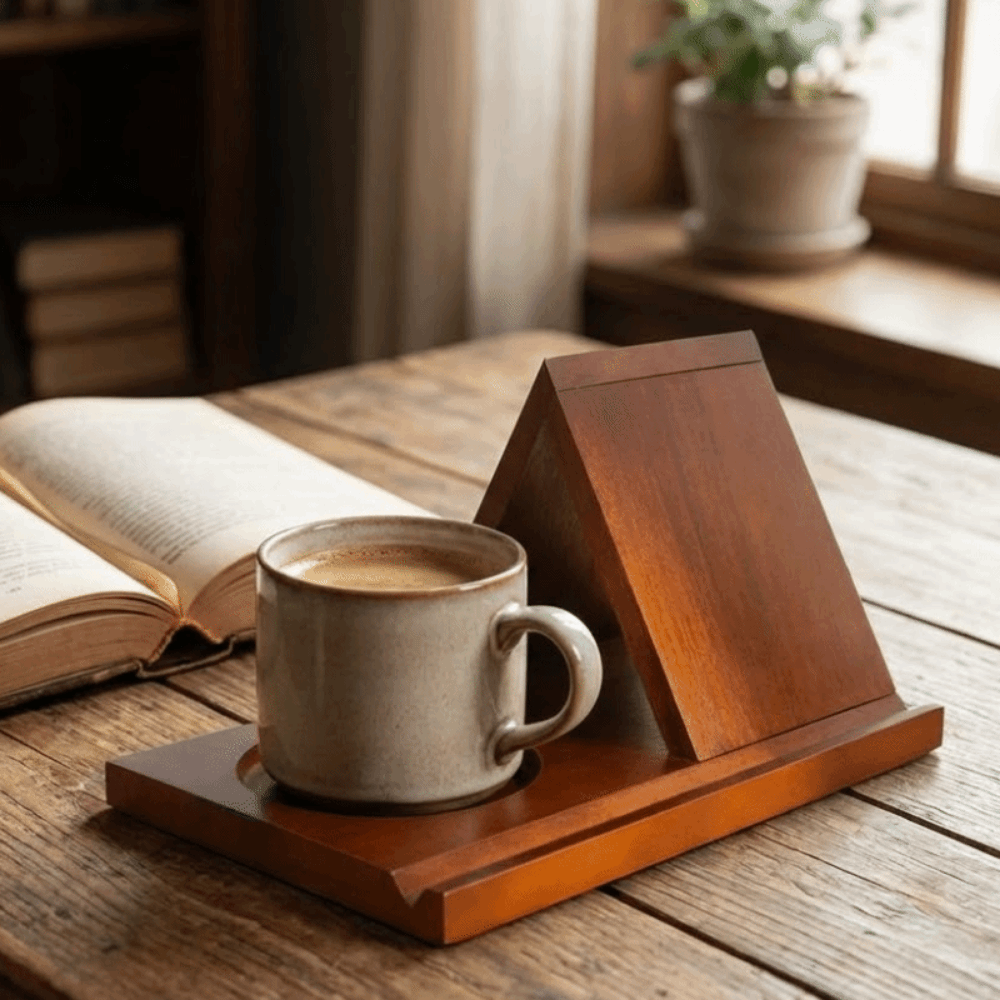 Magazine Holder Rack - 미니멀리스트 2 in 1 삼각형 나무