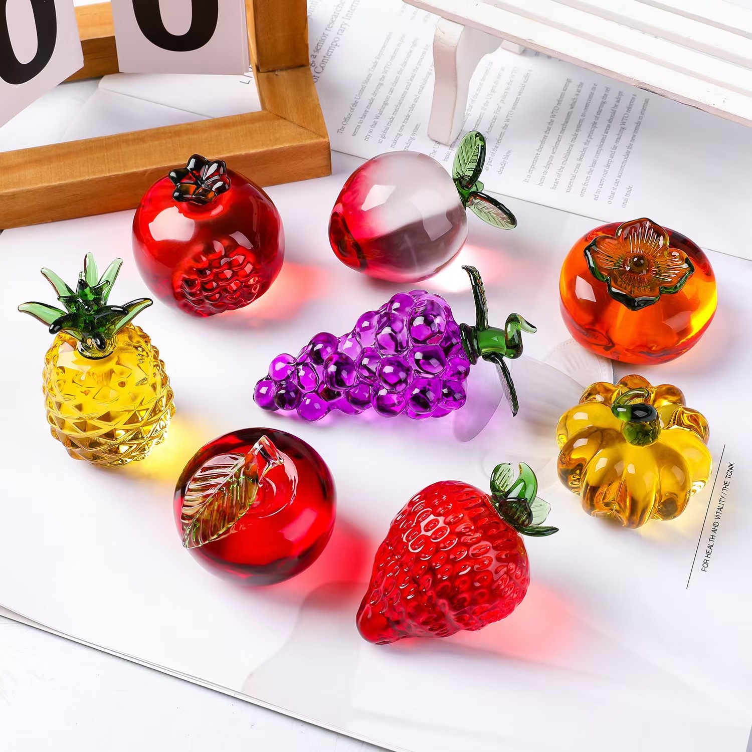 Paper Weight Crystal - 크리스탈 과일 페이퍼웨이트 다이아몬드 천연석 유리