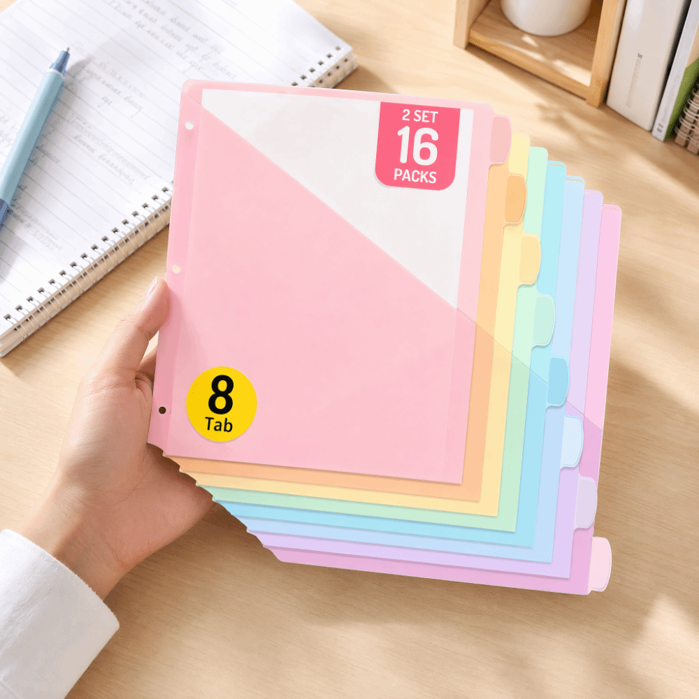 Tab Divider A4 - 내구성 있는 바인더 디바이더 파스텔 색상