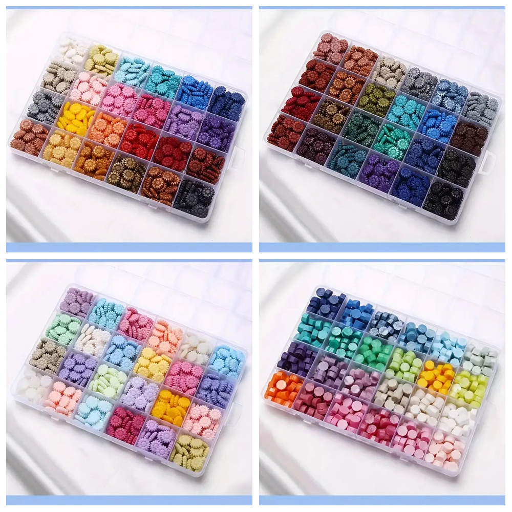 Wax Seal Stamp Set - 씰링 왁스 비즈, 24 그리드 팔각형