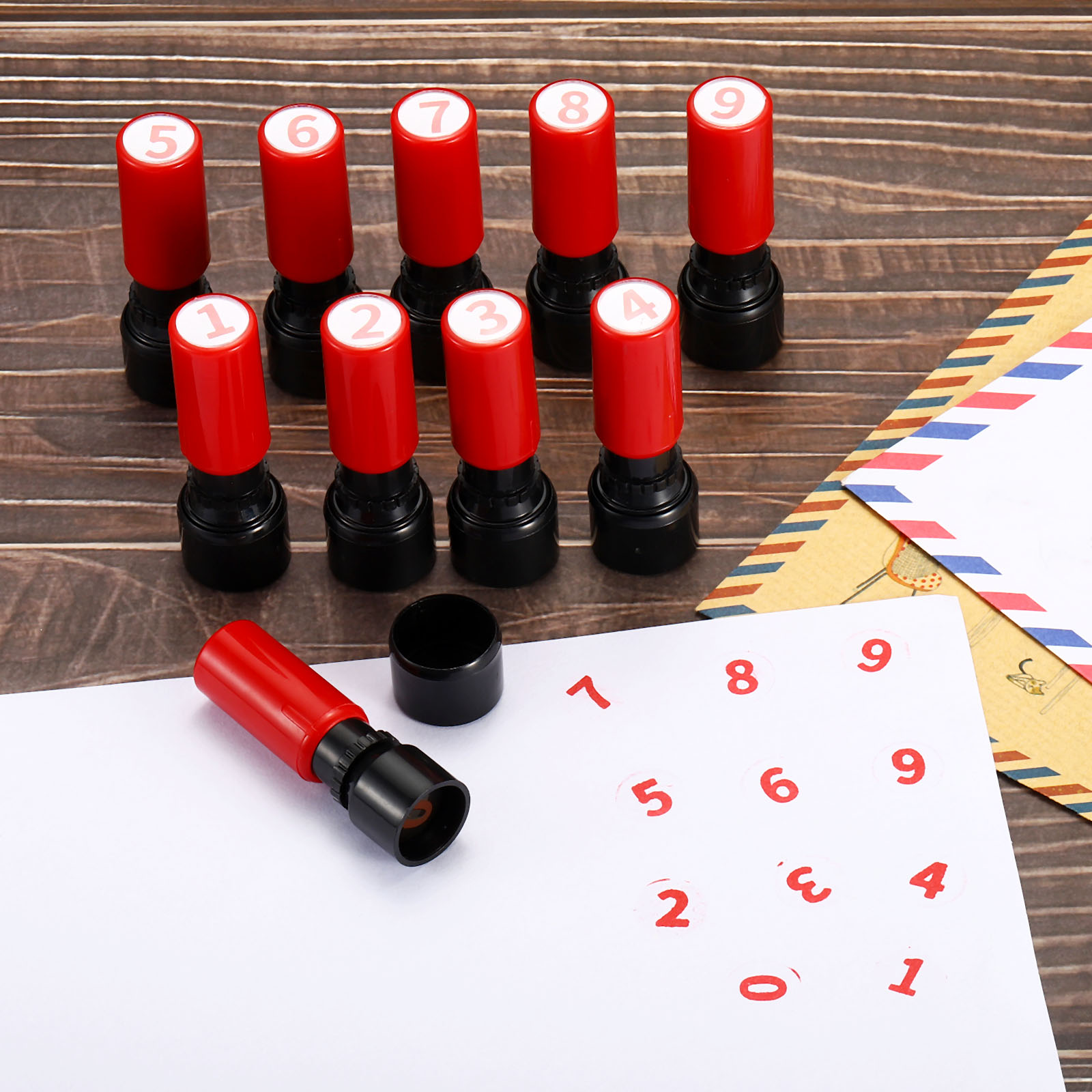 Rubber Date Stamp - 숫자 스탬프 셀프 잉크 0-9 7mm