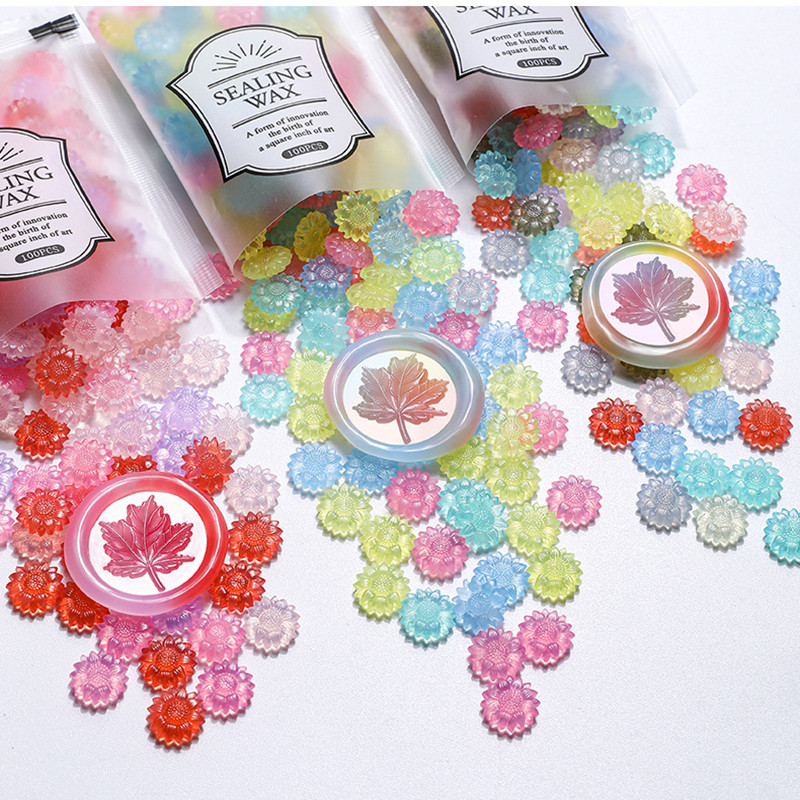 Wax Seal Stamp Set - 100pcs 반투명 해바라기 씰링 왁스 비즈