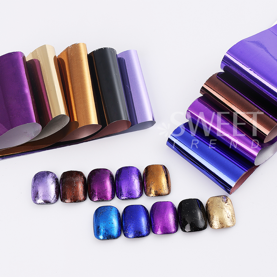 10pcs 금속 네일 전송 포일 거울 골드 실버 보라색 - Gel Refill Pack 리뷰 및 가격