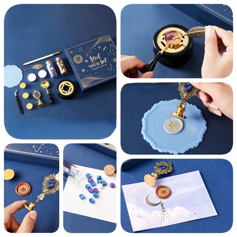 별이 빛나는 불 래커 스탬프 세트, 봉투 씰링 왁스,  - Wax Seal Stamp Set 리뷰 및 가격