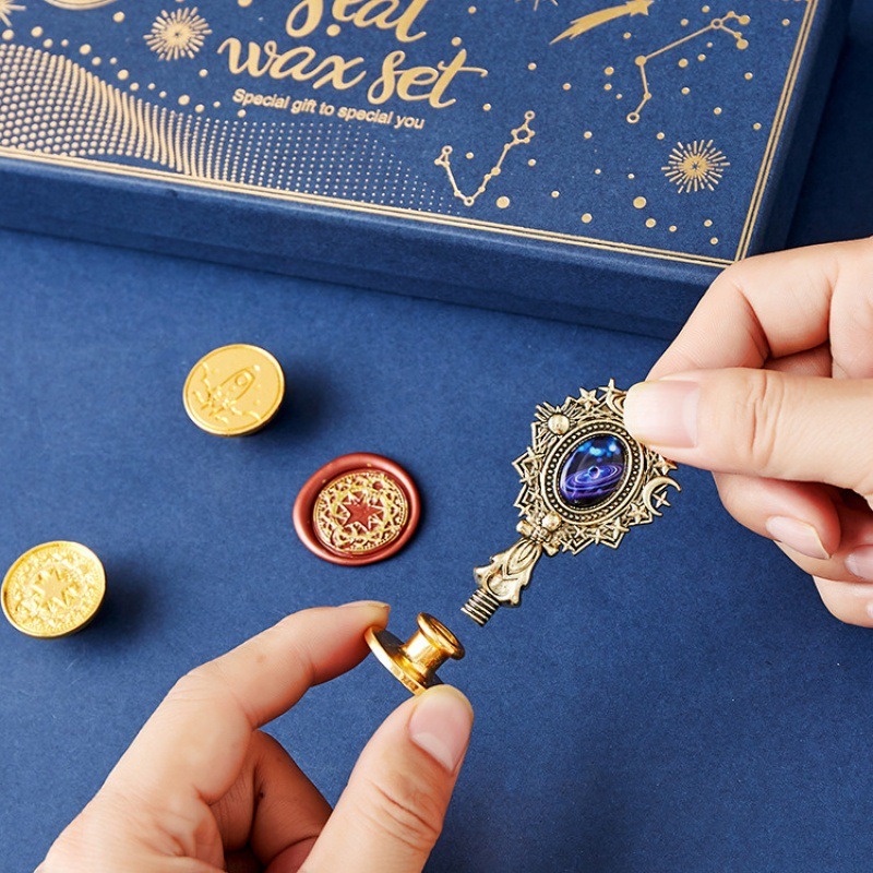별이 빛나는 불 래커 스탬프 세트, 봉투 씰링 왁스,  - Wax Seal Stamp Set 리뷰 및 가격